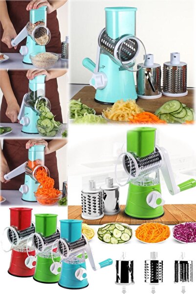 Munico Manuel Sebze Dilimleyici Çok Fonksiyonlu Yuvarlak Döner Mutfak Aksesua...