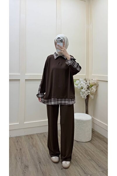 Minharir طقم نسائي منقوش بتفاصيل مفصلة - قصة مريحة، ملمس ناعم، طقم M موسمي