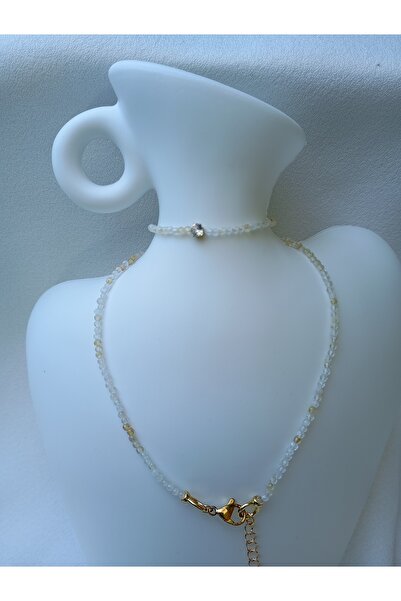 OEM Necklace with Citrine 2mm and cubic zirconia 4mm