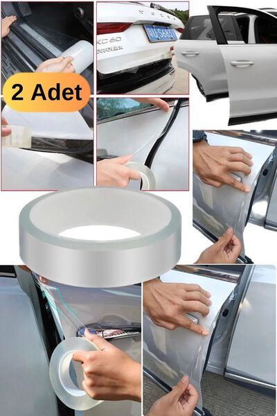 Munico 2 Adet Araç Kenar Koruma Şeridi Şeffaf Koruyucu Koruma Filmi Araba Kap...