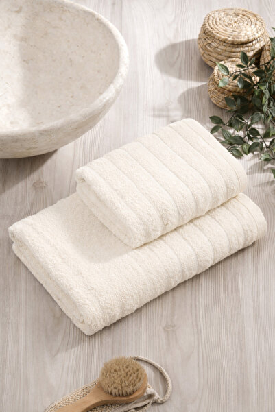 Asilex Home Collection ASILEX HOME Σετ 2 πετσετών μπάνιου εκρού – 100% βαμβάκ...