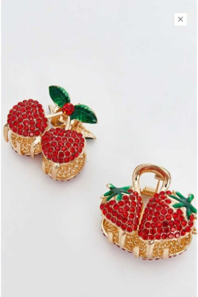 ella'nın çarşısı 2 bucăți închizătoare metalică aurie cu zirconiu cireșiu. Di...