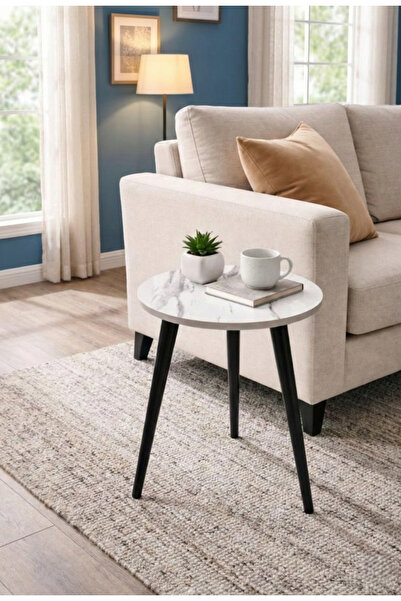 Fun Moment طاولة تقديم أنيقة لغرفة المعيشة (قطر 33 سم × ارتفاع 50 سم)