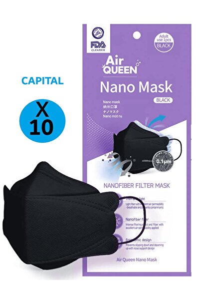 Air Queen مجموعة كمامات للوجه بفلتر نانو فايبر أناقة و حماية الفائقة 10كمامة ...