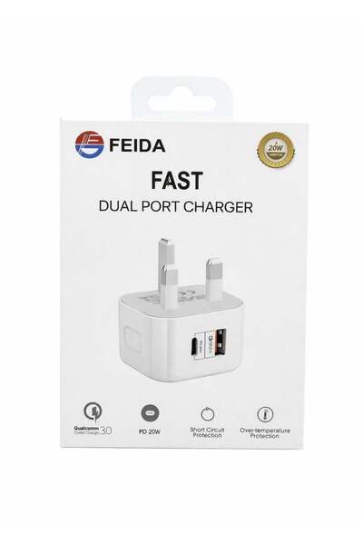FEIDA Veda Dual Port USB Wall Charger 20W with Type-C Converter