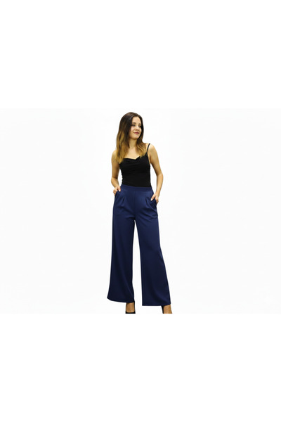 ROSE DAWSON Women's High Waist Pleated Wide Leg Palazzo Modal Trousers - Prem...