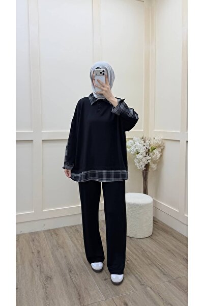 Minharir طقم نسائي منقوش بتفاصيل مفصلة - قصة مريحة، ملمس ناعم، طقم M موسمي