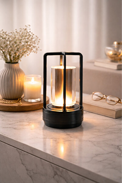 Taimi Modern Crystal Lantern Table Lamp Wireless Rechargeable Dimmable Night ...