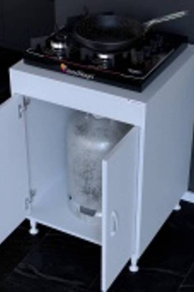 Modilayn Aymen Set Üstü Ocak Uyumlu ve 2 Kapaklı Tüp Bölmeli Mutfak Dolabı