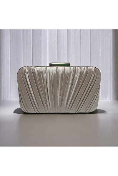Butik Plise Satin Fabric Evening Dress Bag