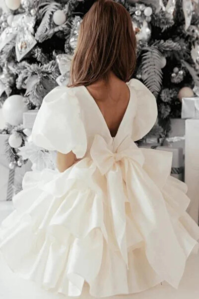 LilyMoon Kız Çocuk Kabarık Etekli Balon Kollu Özel Gün Abiye Elbise