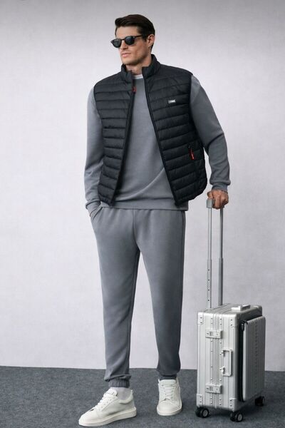 Modonwear سترة رياضية مبطنة بياقة عالية وسحاب للرجال MODONW1