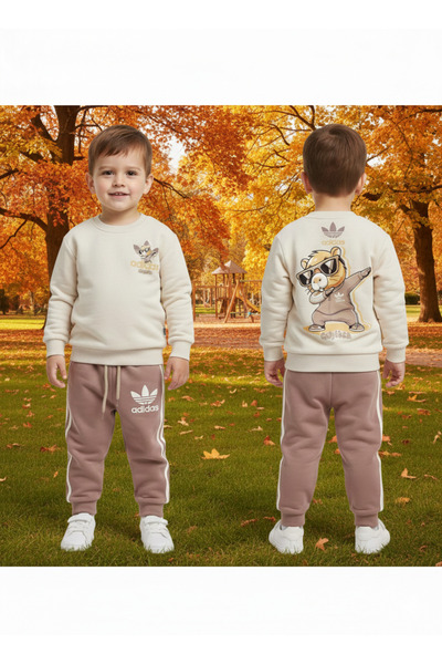 WİKİBOOM Capybara Printed 3-Strand Non-Fluffy Top and Bottom Boy's Set
