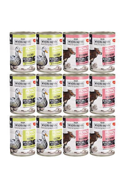 Other WIEJSKA ZAGRODA mokra karma dla kota MONOBIAŁKOWA MIX SMAKÓW 12x400g