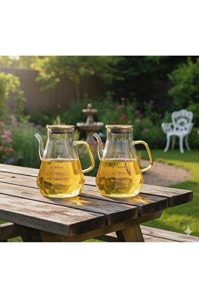 Paşabahçe Premium Gold 2'li Borosilikat Cam Yağdanlık – 900 ml Ölçü Göstergeli