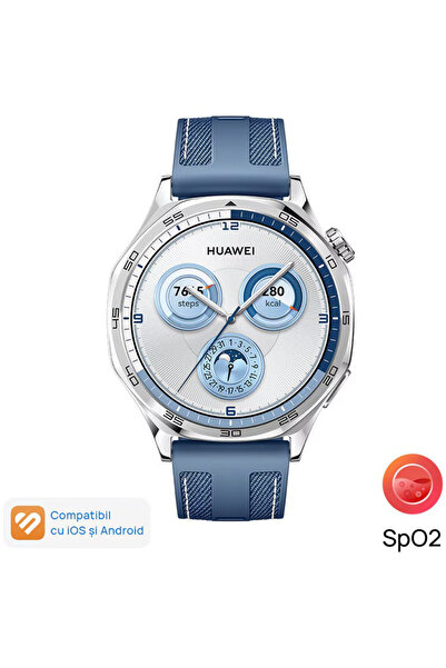 Huawei Ceas inteligent GT 5, 46 mm, carcasă din oțel inoxidabil opac, curea ț...