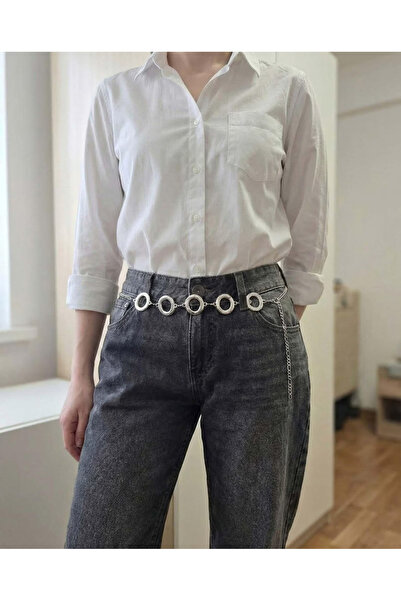 GAMBU Paslanmaz Çelik Geometrik Motifli Ayarlanabilir Zincir Kemer