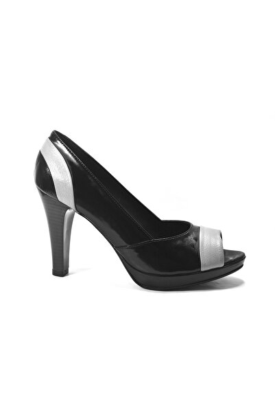 Onlo Ayakkabı 660 Genuine Leather Black Platform Thick Heeled Women's Shoes