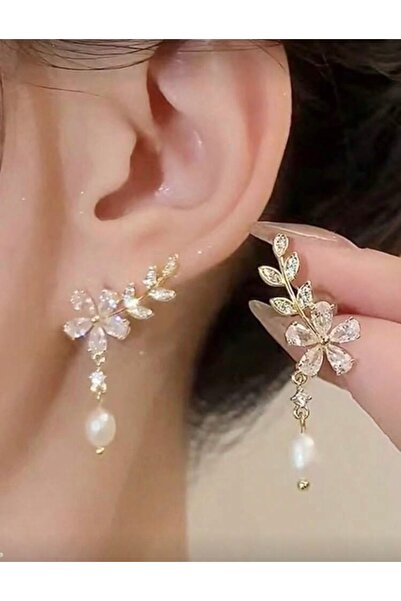 La Saade Pure Romance Earrings – Stone Flower Form, Premium Earrings with Pea...
