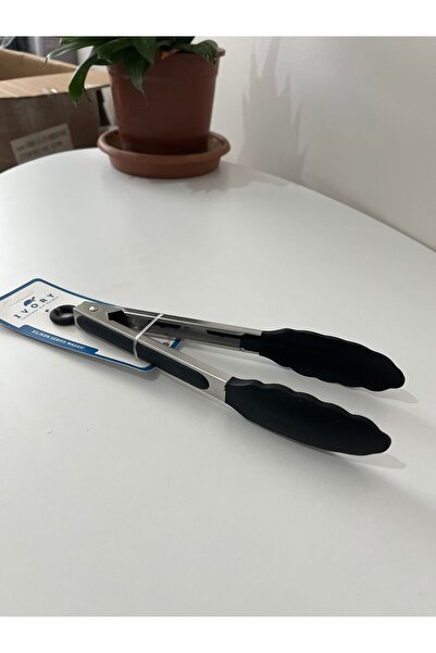 IVORY Metal Saplı Silikon Uçlu Kilit Sistemli Kızartma Ve Servis Maşası