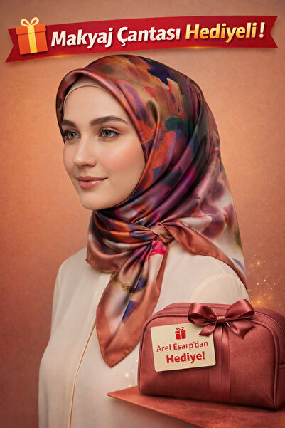 Picasso Silk-Look Brown Crystal Scarf – Twill Stylish Design 90X90