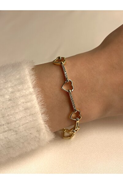 Nilly Jewelry Kalp Detaylı Gold Bileklik