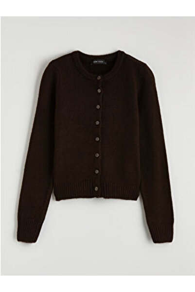 LC Waikiki M1 Sezon Brown Crew Neck Women's Knitwear Cardigan