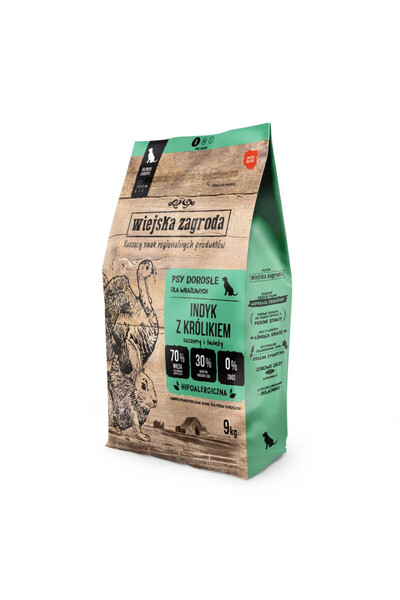 Other Wiejska Zagroda mancare umeda pentru caini curcan cu iepure 9kg