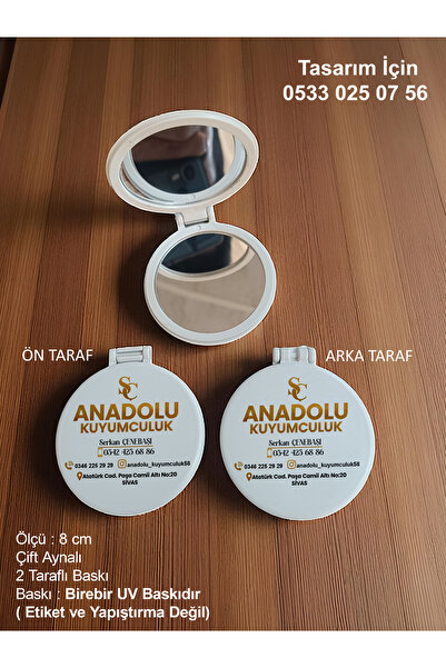 DeryalarDijital Yuvarlak Çift Taraflı Cep Aynası - Kurumsal Promosyon Hediyel...