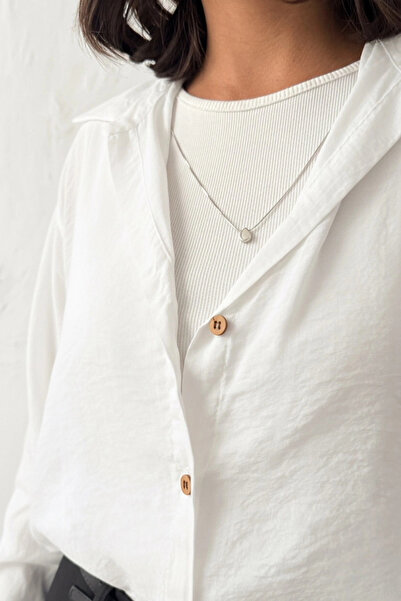 Lusin Women's Ecru 3-Piece Conjoined Set Body and Collared Shirt