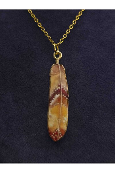 sarıyer silver Feather Steel Necklace Multi-Colored Enamel Embellished Native...