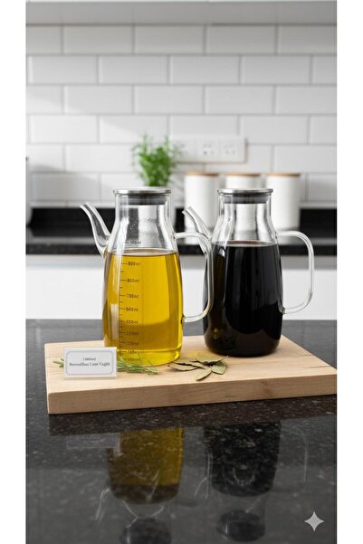 Paşabahçe Premium 2'li Borosilikat Cam Yağdanlık – 1000 ml Ölçü Göstergeli