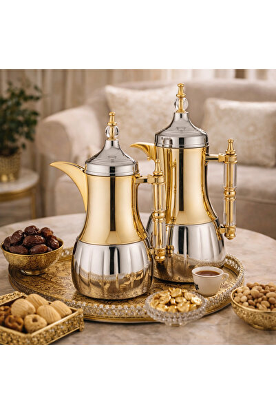 LOUVER ✨ 2-piece coffee pot and thermos set – luxurious nickel and gold | 1-l...