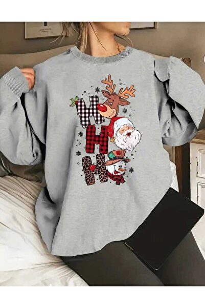 YK WEAR Φούτερ με σχέδιο σαρντονλάτε, βαμβακερό, Πρωτοχρονιάτικο, για Γυναίκε...