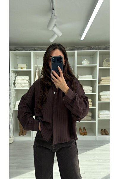 LUUNA STORE Sofi̇a Striped Oversize Shirt - Brown