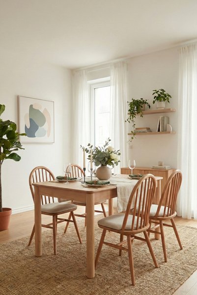 Woodenbend Freya Naturel Ahşap Açılır Mutfak Masa Takımı 80x120 cm – 4 Amerikan Sandalyeli Vintage Tasarım