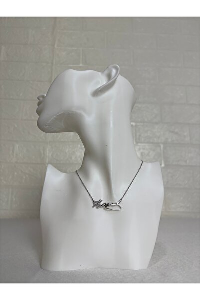 Butik Mustafa Kemal Ataturk Signed Silver Color Steel Necklace