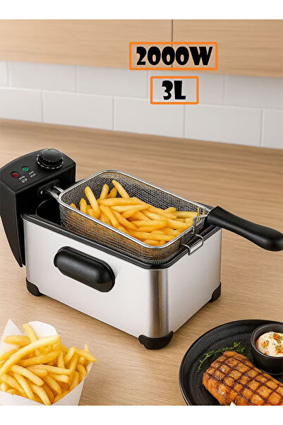 TOSCANA U 3-liter 2000-watt electric deep fryer with stainless steel lid, fry...