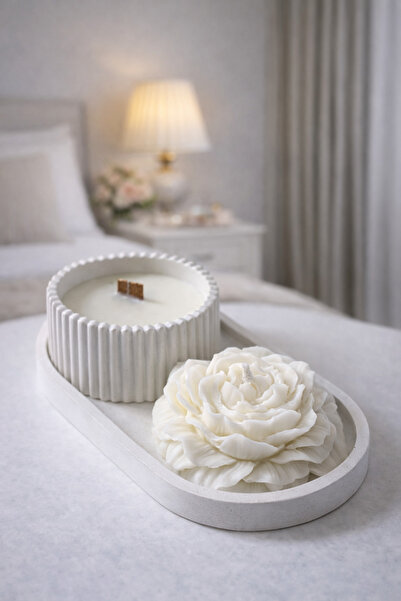 Bkstudio Kokulu tepsili mum seti şakayık mum ve kase mum