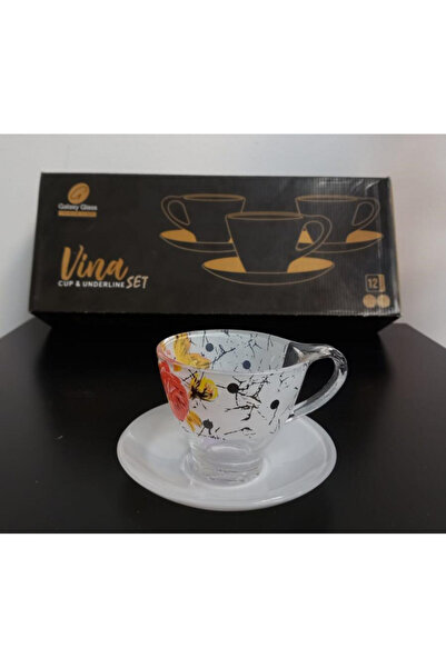 OEM Set of colored glass cups and saucers 230ml