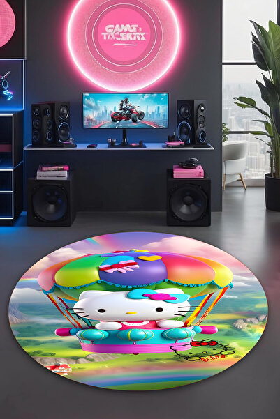 Reyhani Hello Kıtty H1 Desenli Kaymaz Taban Makinede Yıkanabilir Banyo Gamıng...