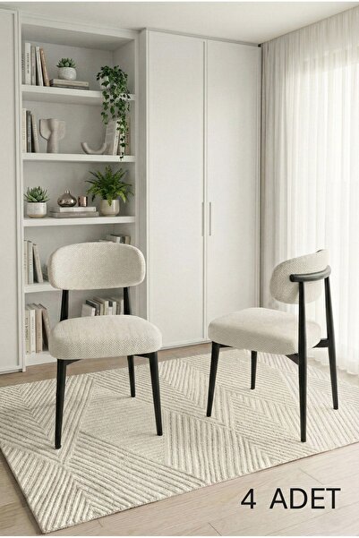 DEREN HOME Pollys Serisi 4 Adet Mutfak Cafe Yemek Odası Sandalyesi Metal İske...