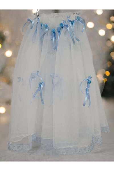 OBSIDION Decor CRISTELNITA - din tulle - fundite - alb - albastru deschis