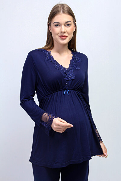 ByLohusa Navy Blue Maternity Pajama Set Effortt