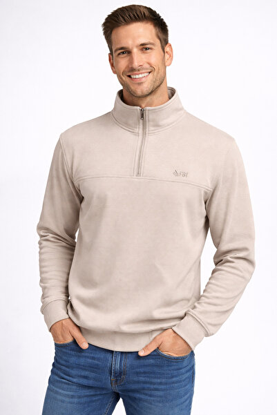 FBI Men's Stone Color Zipper Sweatshirt