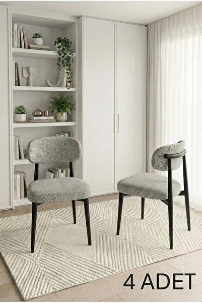 DEREN HOME Pollys Serisi 4 Adet Mutfak Cafe Yemek Odası Sandalyesi Metal İske...