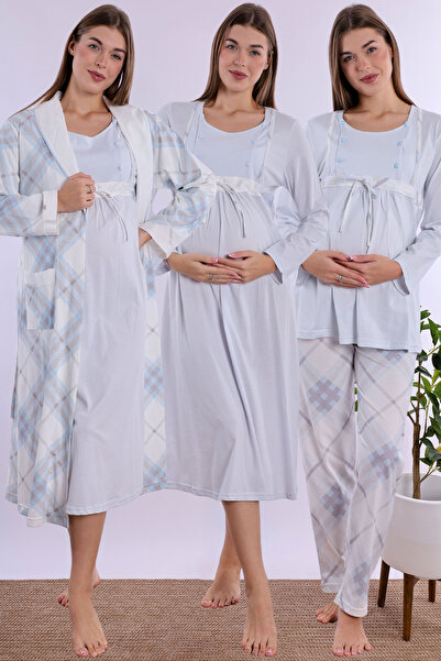 ByLohusa Cotton Fabric Maternity and Postpartum Set with Breastfeeding Featur...