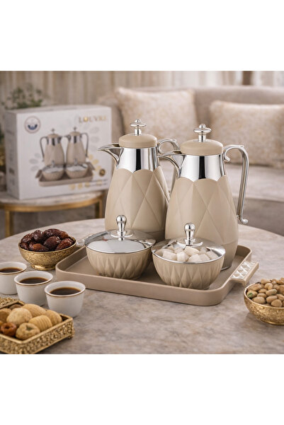 LOUVER ✨ Loover 5-Piece Thermos Set – 2 x 1-Liter Thermoses + Serving Tray + ...