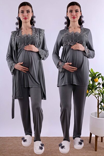 ByLohusa Effortt Maternity Pajamas Set with Smoked Dressing Gown