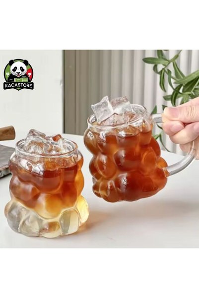 KACASTORE Borosilicate Grape Bead Bubble Cup with Handle